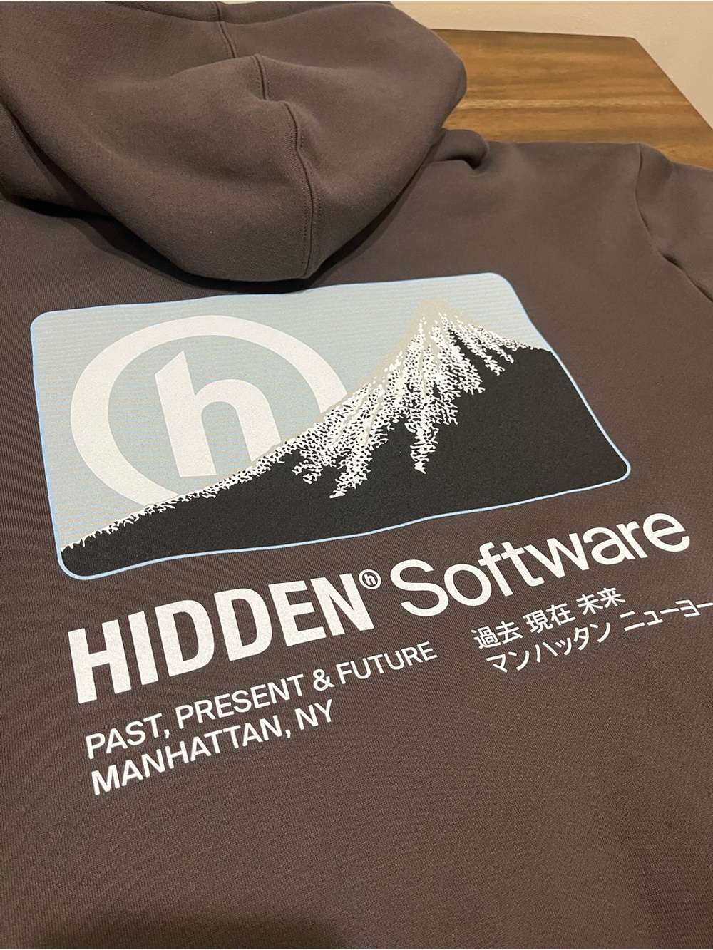 Hidden NY Software Brown Full Zip Hoodie SZ LARGE
